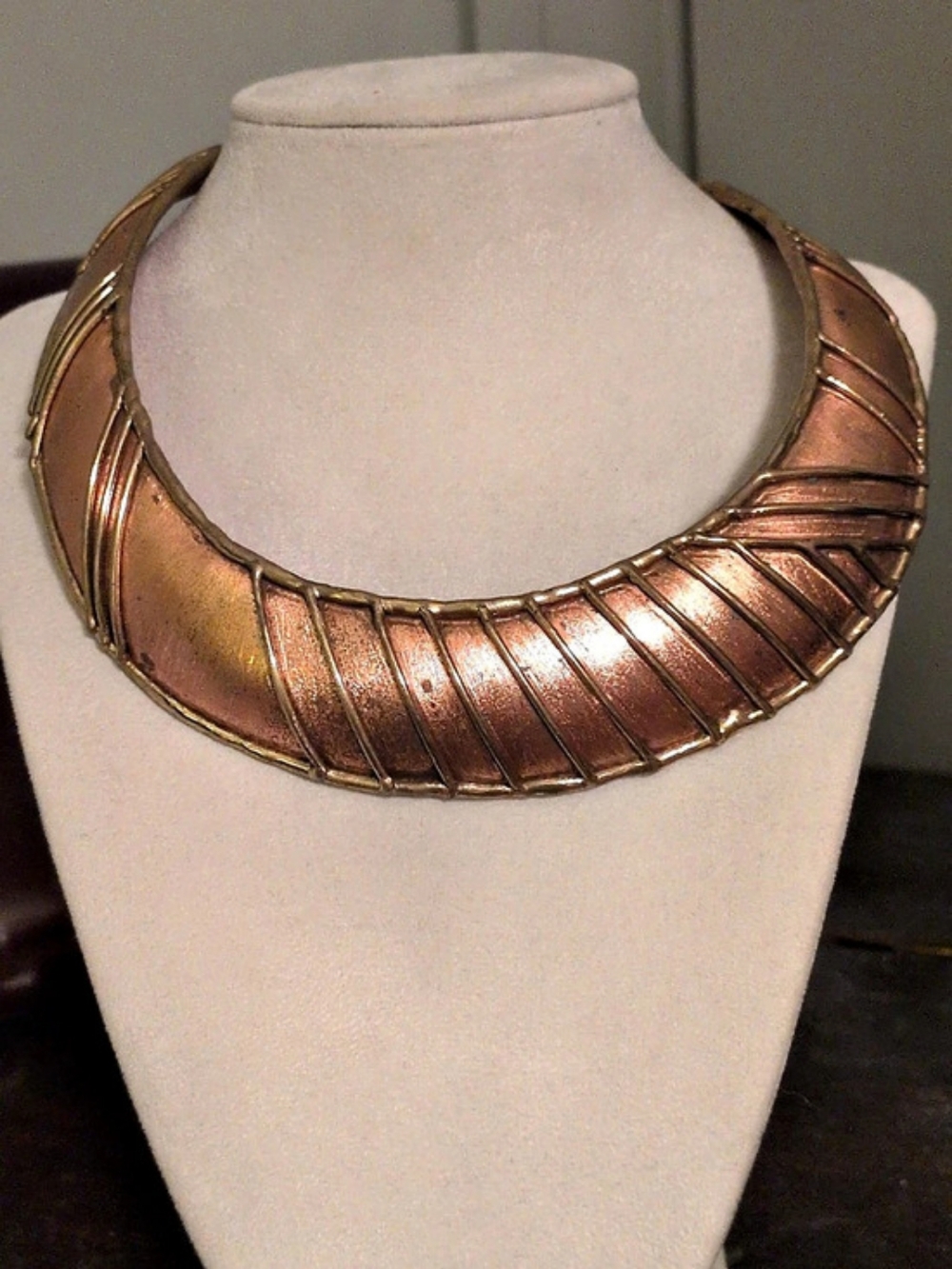 Vintage Copper & Brass Statement Collar Necklace